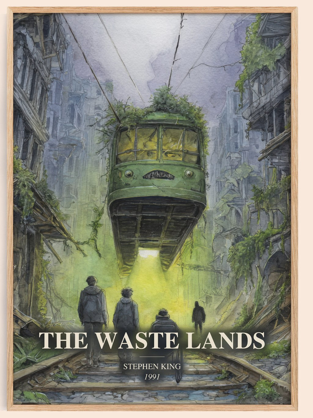 The Waste Lands watercolour book poster by Stephen King – framed literary art print