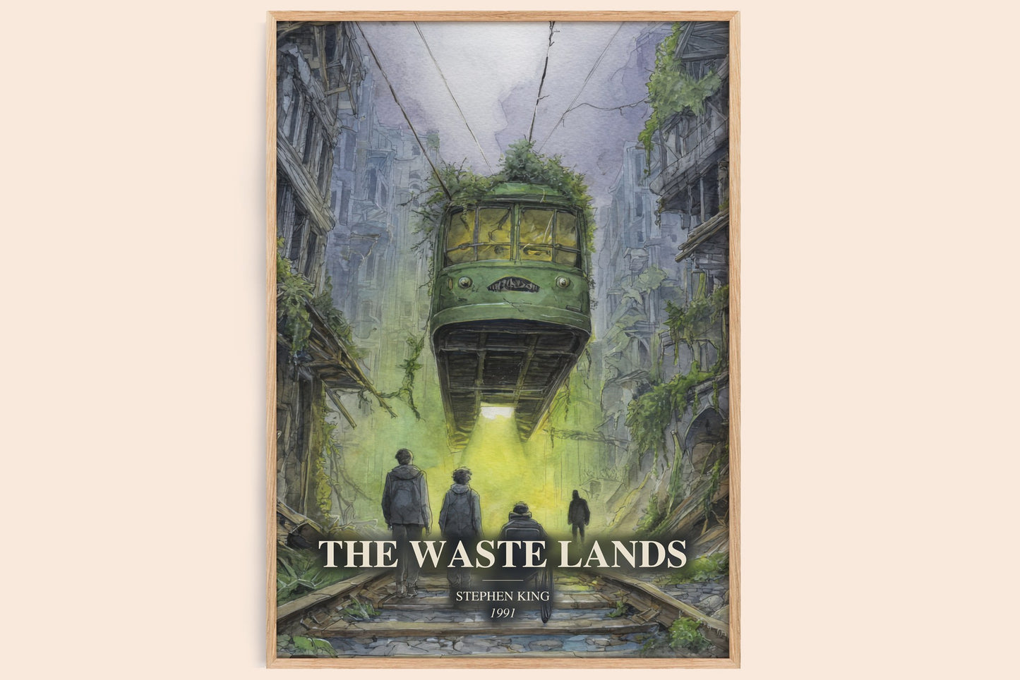The Waste Lands watercolour book poster by Stephen King – framed literary art print