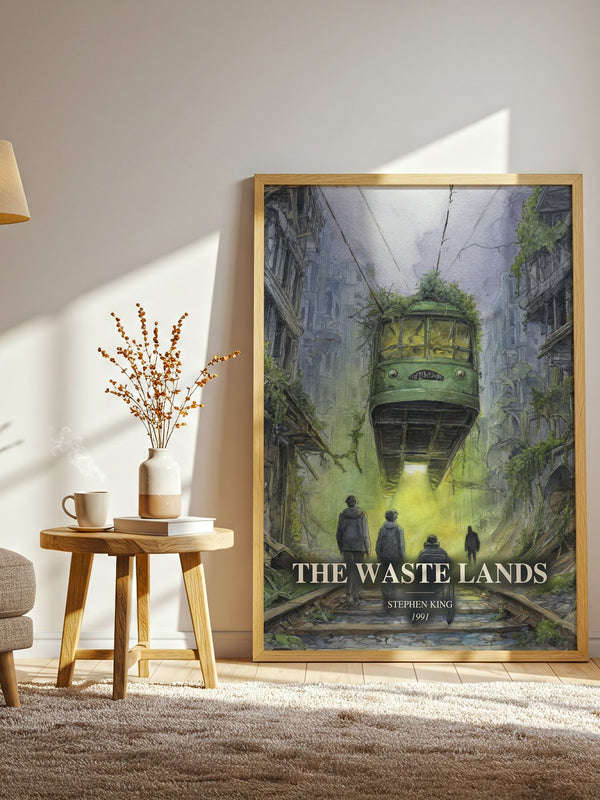 The Waste Lands watercolour print in frame leaning in hallway – fantasy wall art