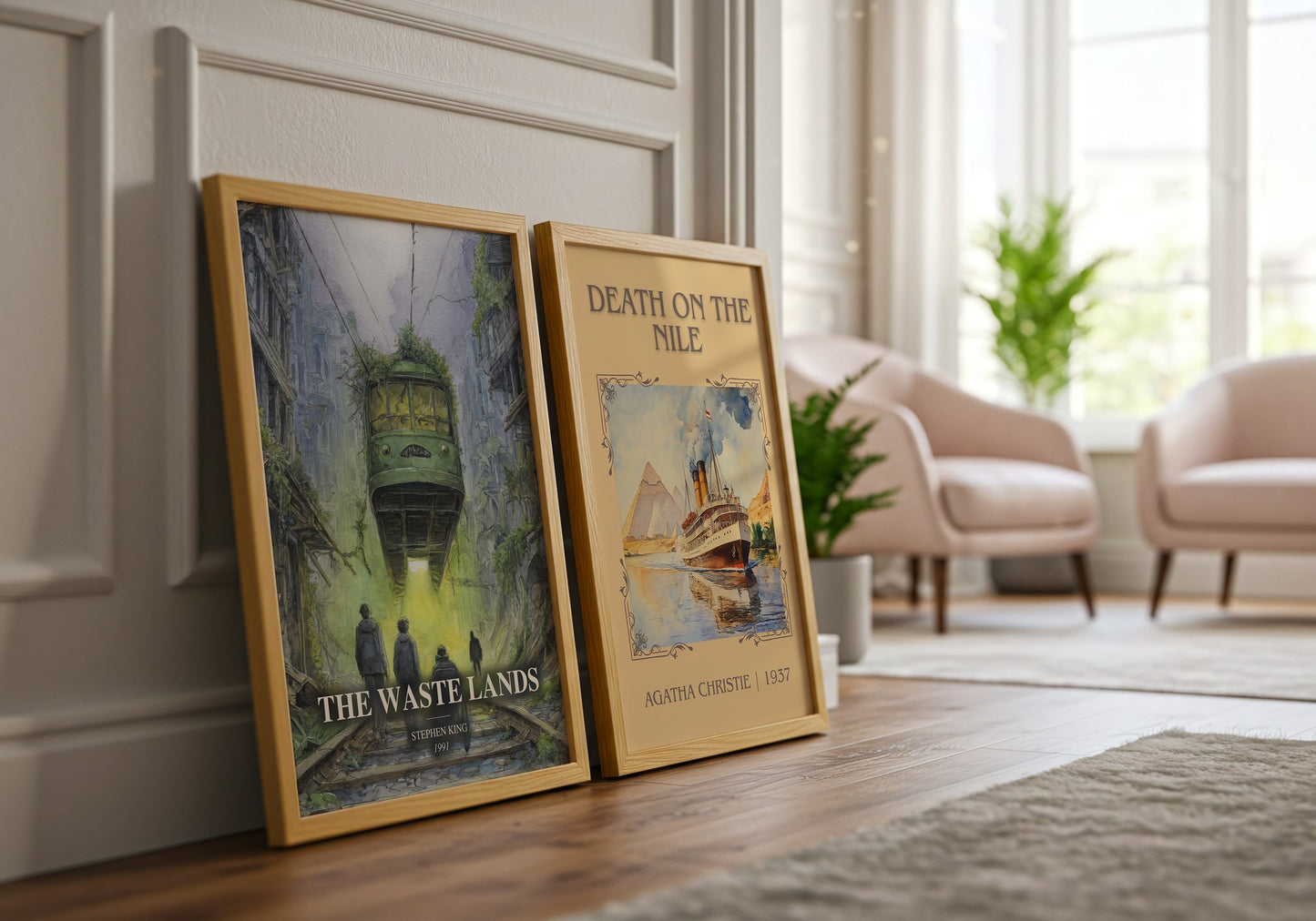 The Waste Lands watercolour print framed by window – literary home decor