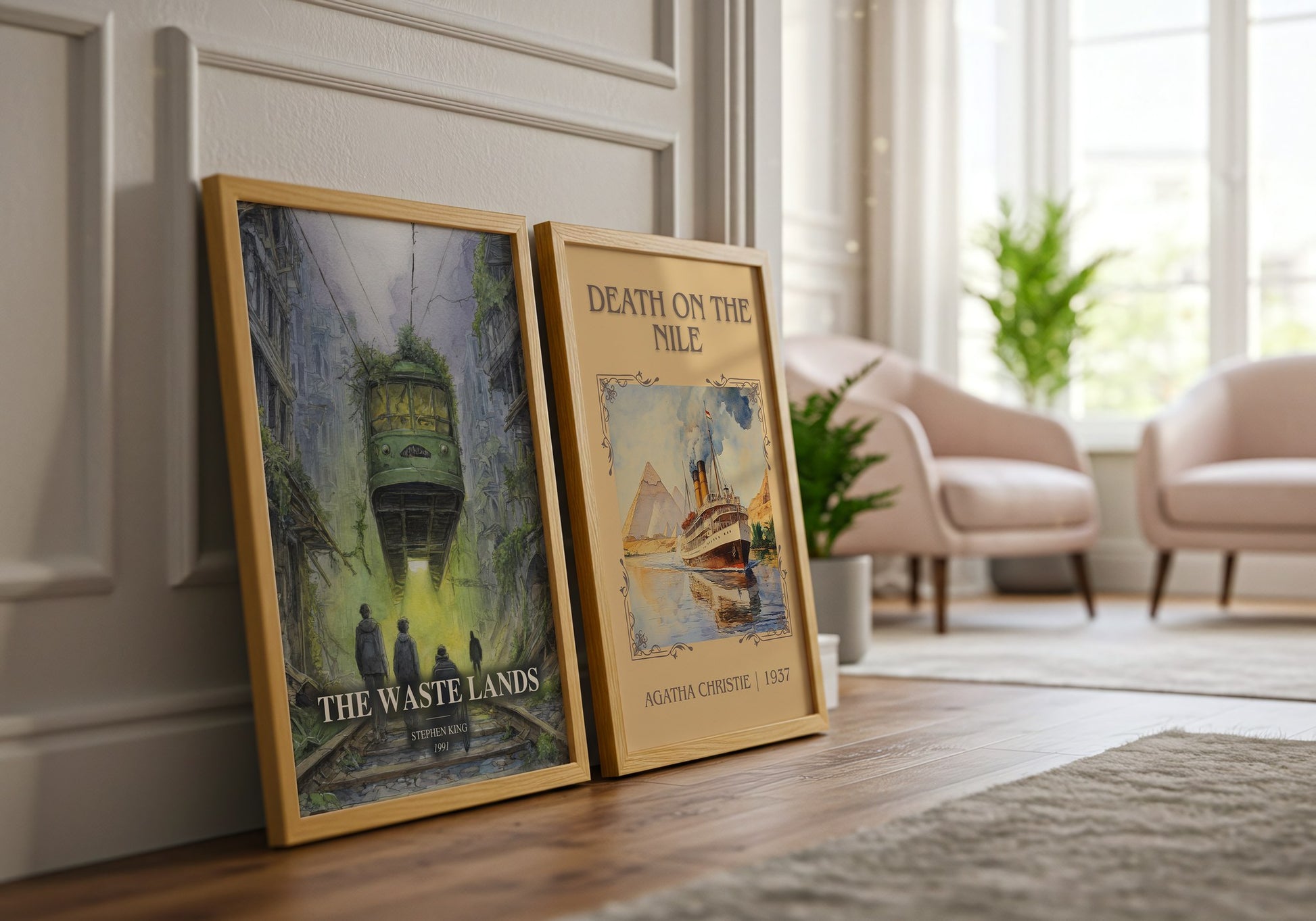The Waste Lands watercolour print framed by window – literary home decor