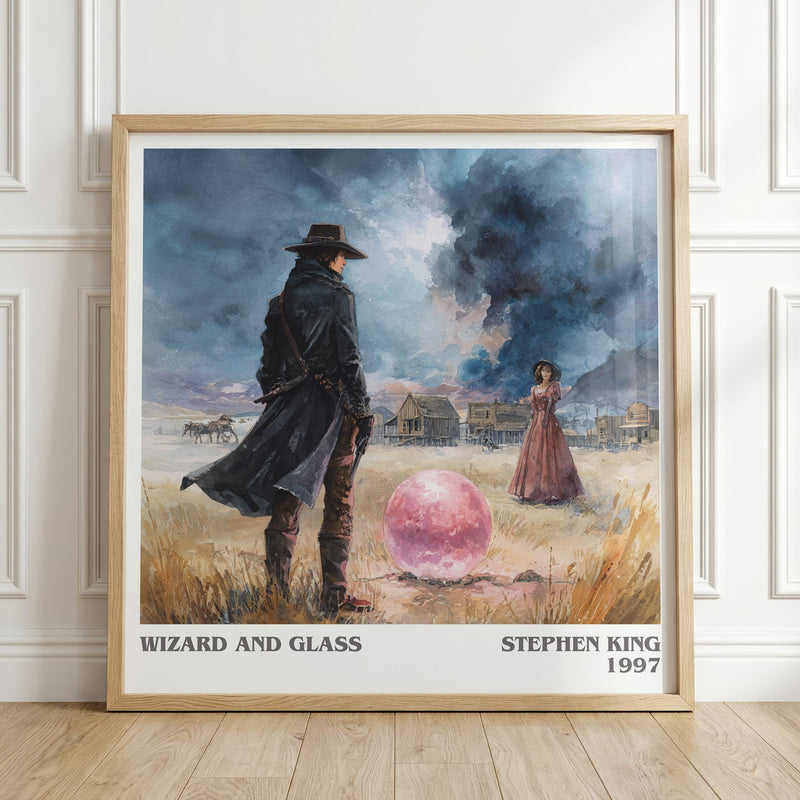 Wizard and Glass literary print in frame leaning in hallway – fantasy wall art