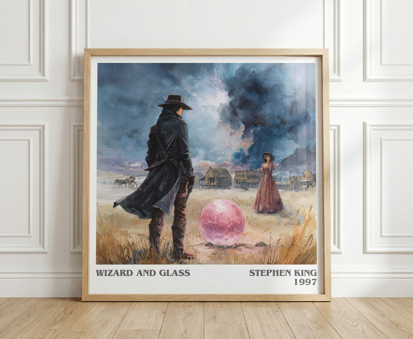 Wizard and Glass literary print in frame leaning in hallway – fantasy wall art