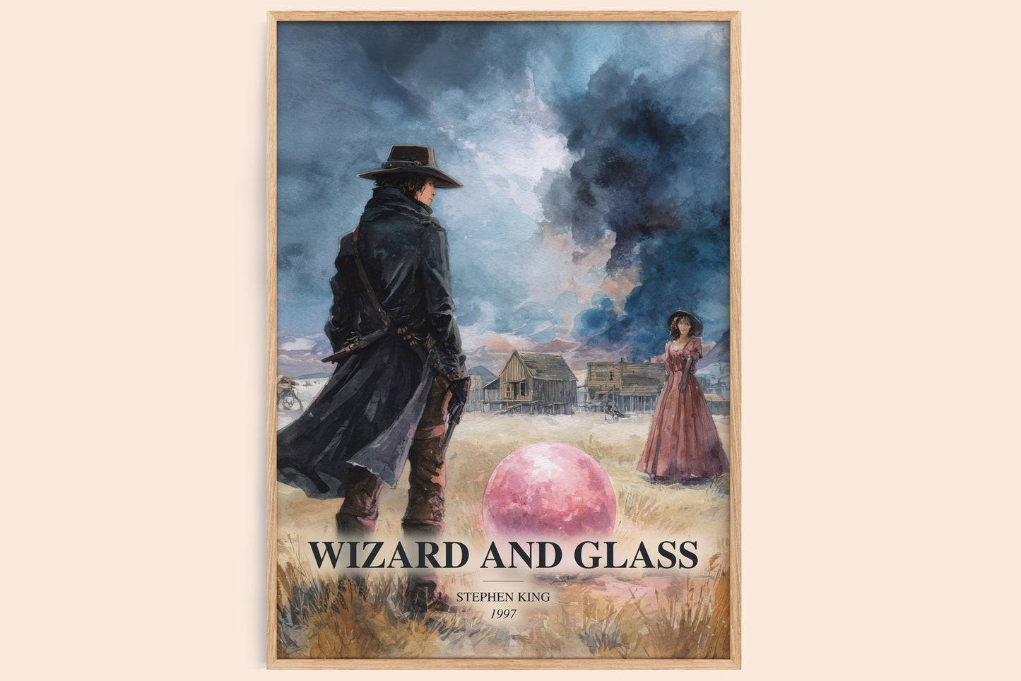 Wizard And Glass watercolour book poster by Stephen King – framed literary art print
