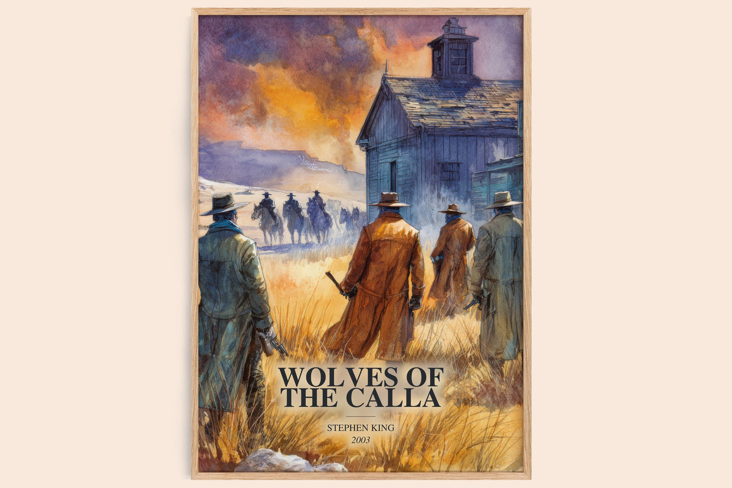 Wolves Of The Calla watercolour book poster by Stephen King – framed literary art print