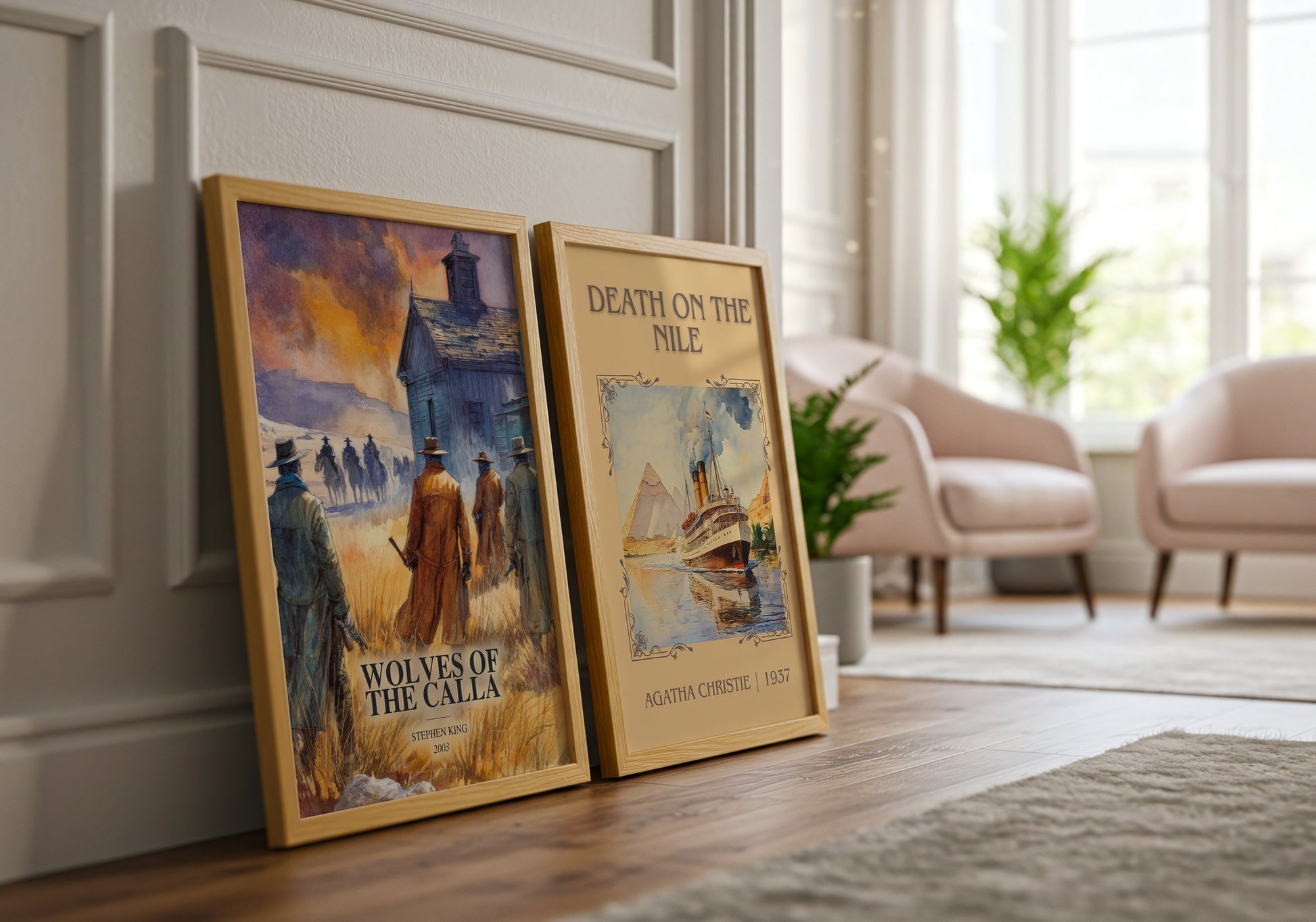 Wolves Of The Calla watercolour print framed by window – literary home decor