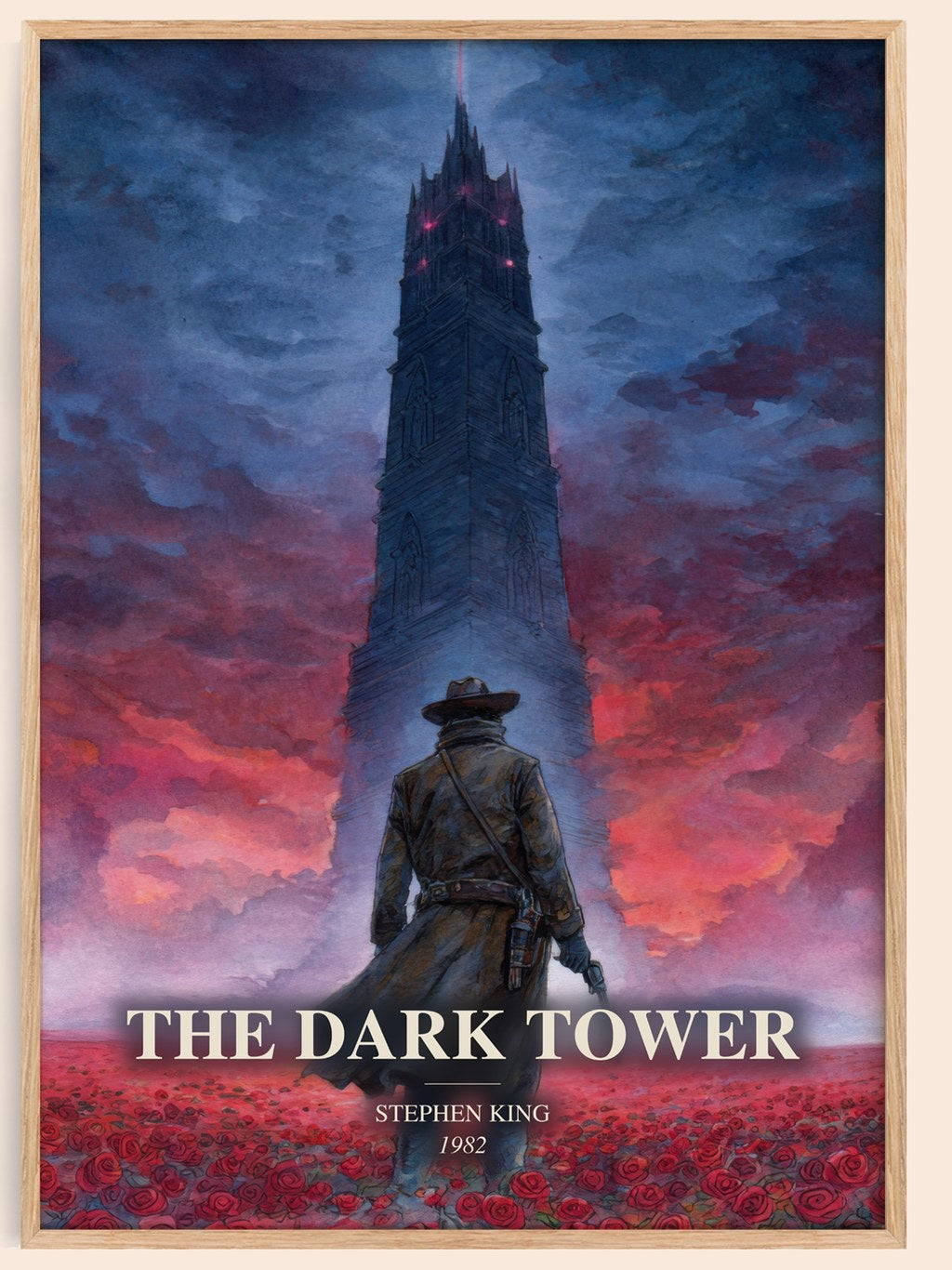 The Dark Tower watercolour book poster by Stephen King – framed literary art print