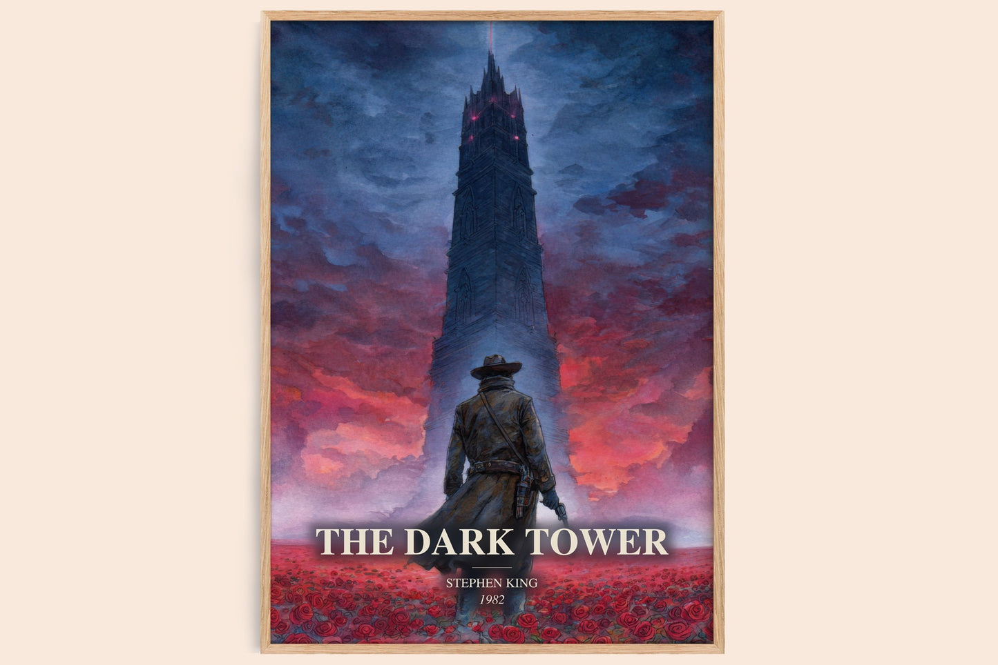 The Dark Tower watercolour book poster by Stephen King – framed literary art print
