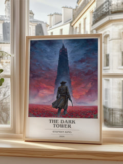 The Dark Tower Book Cover Poster by Stephen King – framed print by a bright window