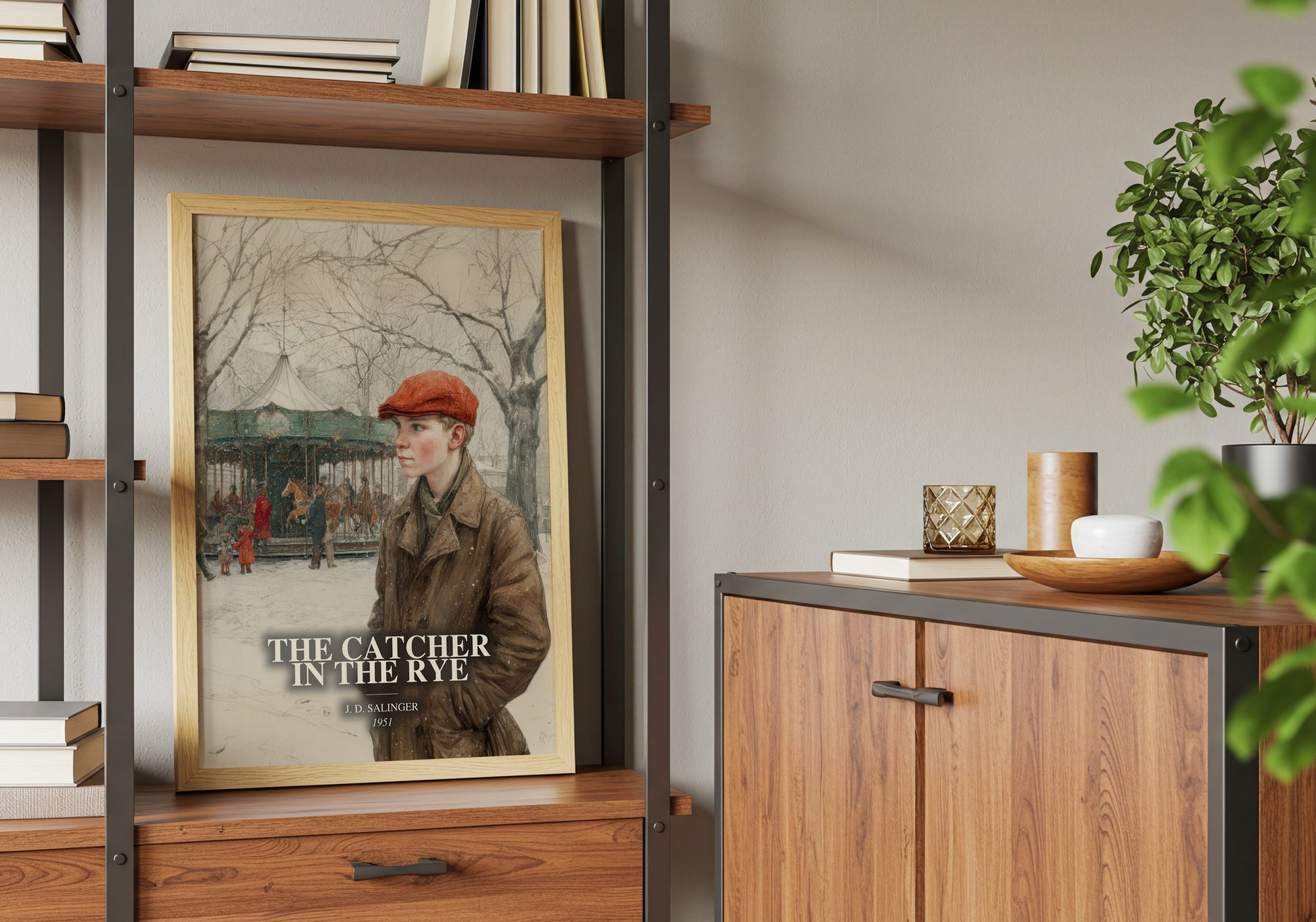 The Catcher In The Rye book watercolour illustration paper finish options – matte satin gloss