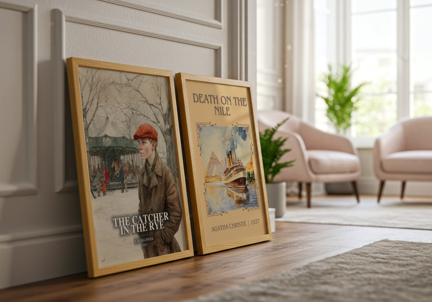 The Catcher In The Rye watercolour print framed by window – literary home decor