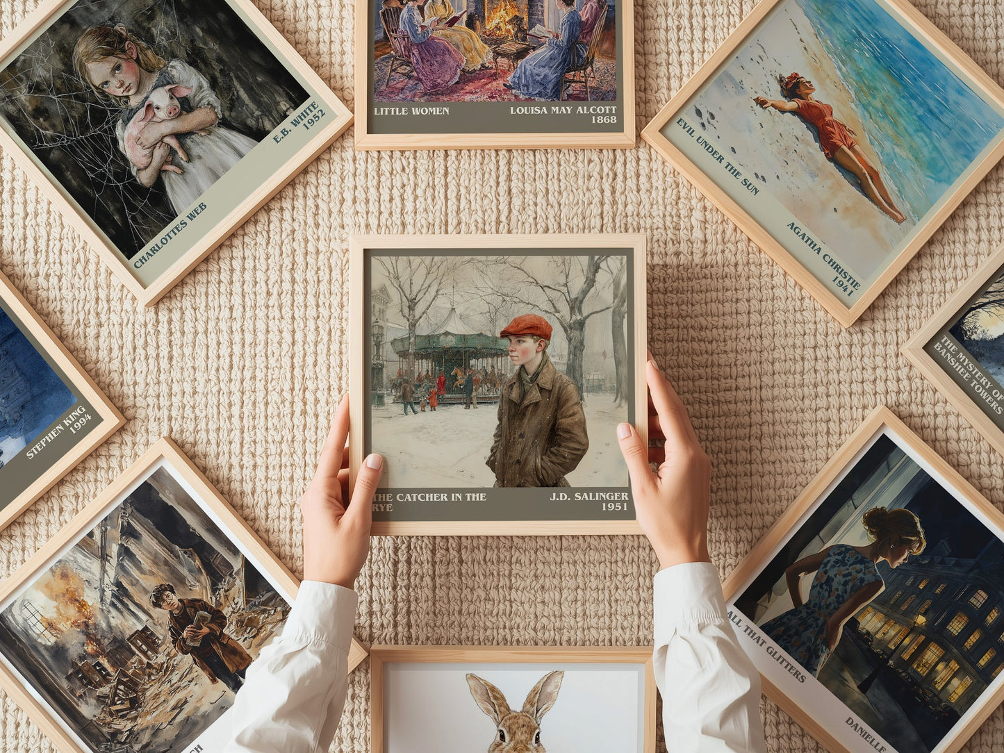 The Catcher in the Rye literary print on bookshelf – J. D. Salinger fan gift