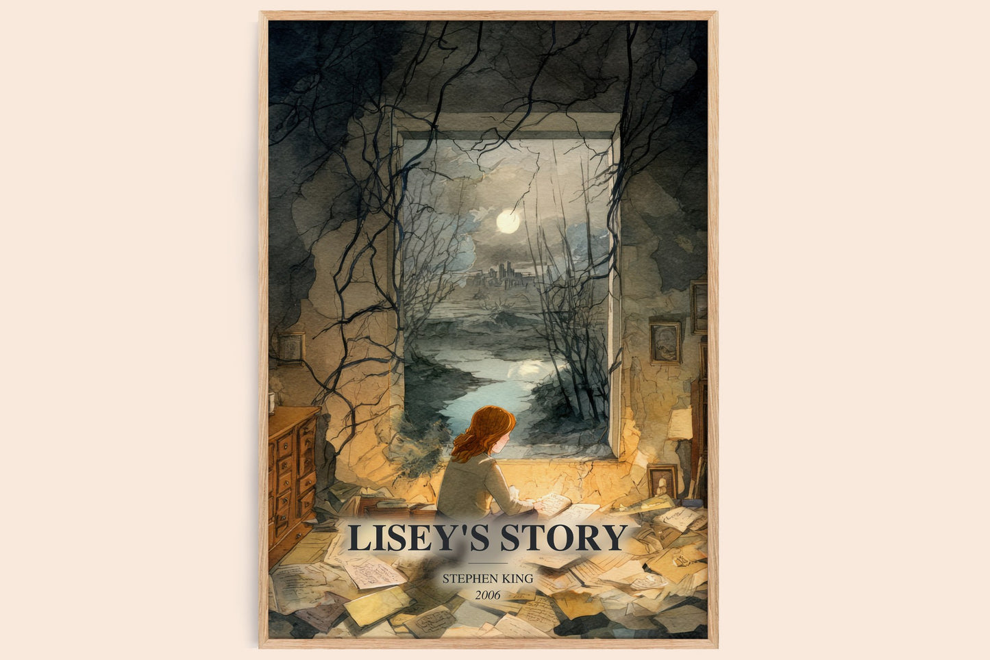 Lisey'S Story watercolour book poster by Stephen King – framed literary art print