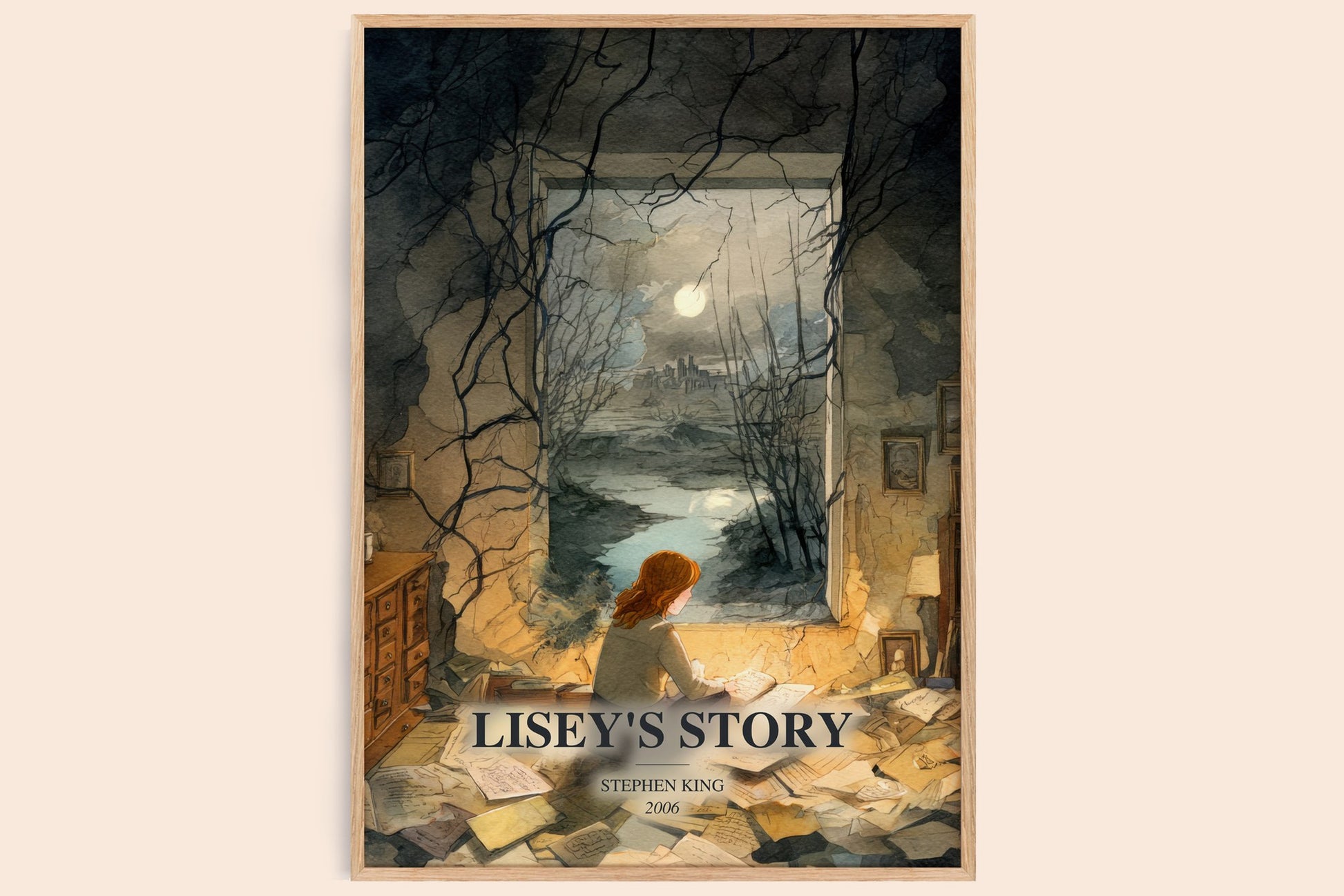 Lisey'S Story watercolour book poster by Stephen King – framed literary art print