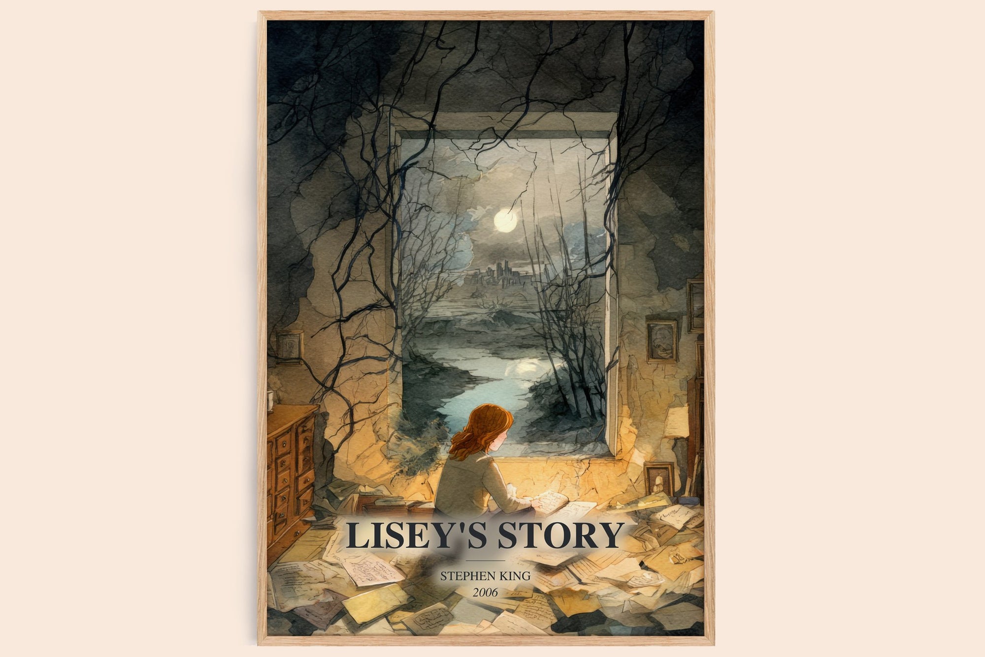 Lisey'S Story watercolour book poster by Stephen King – framed literary art print
