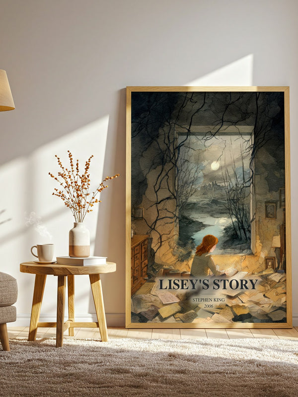 Lisey'S Story watercolour print in frame leaning in hallway – horror wall art