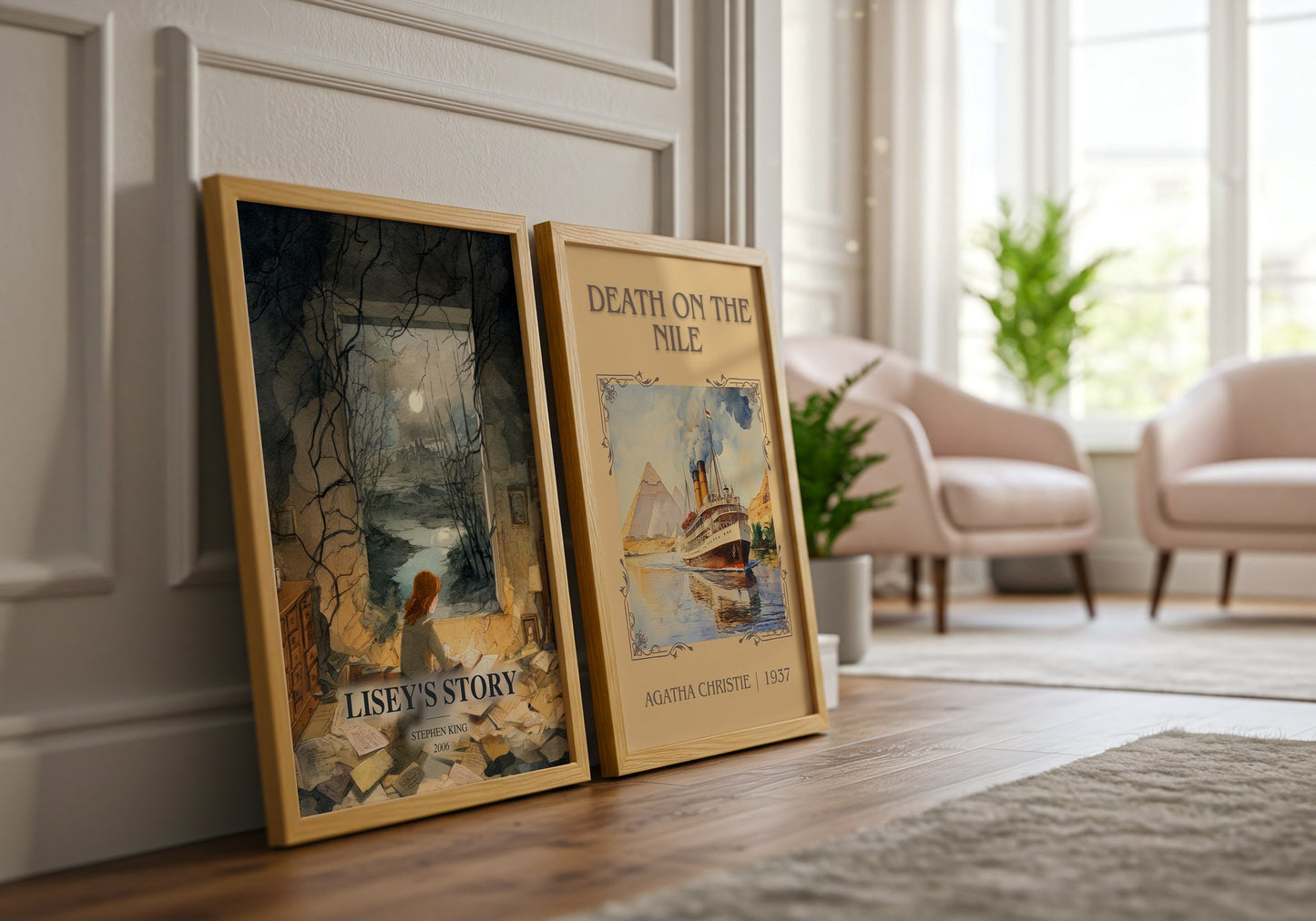 Lisey'S Story watercolour print framed by window – literary home decor