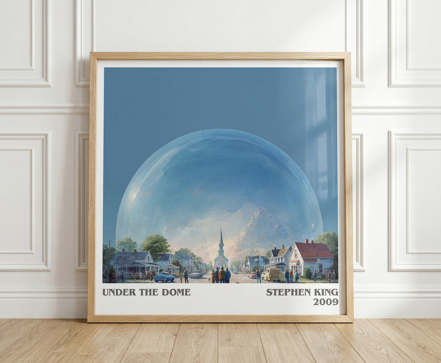 Under the Dome literary print in frame leaning in hallway – thriller wall art