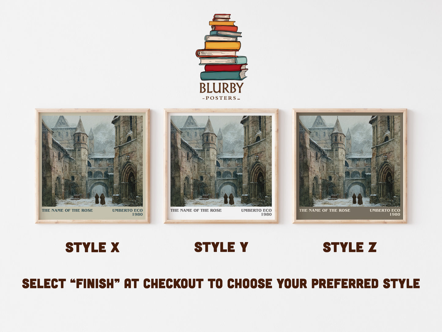 The Name of the Rose literary art print colour and style options – Umberto Eco book art
