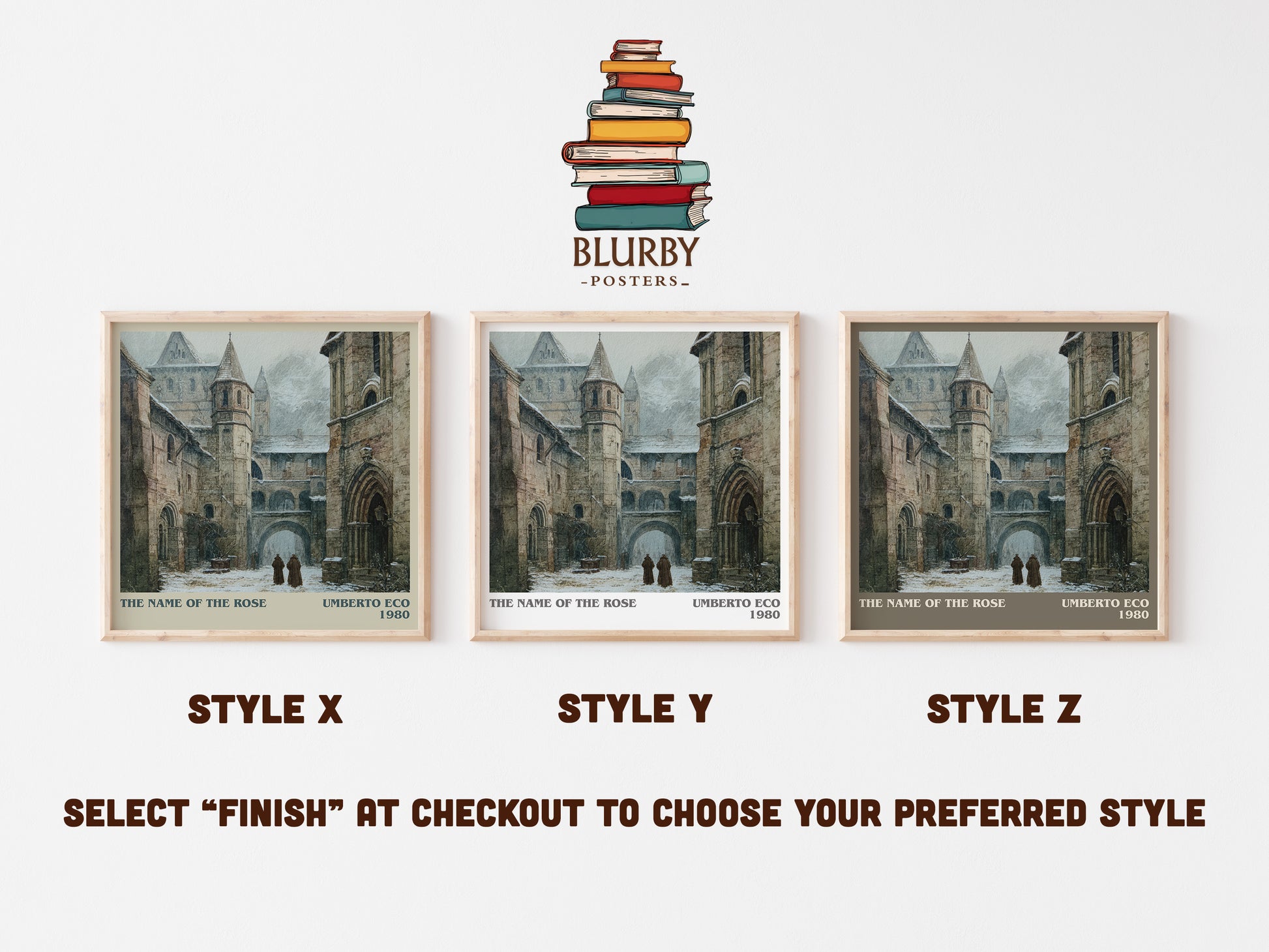 The Name of the Rose literary art print colour and style options – Umberto Eco book art