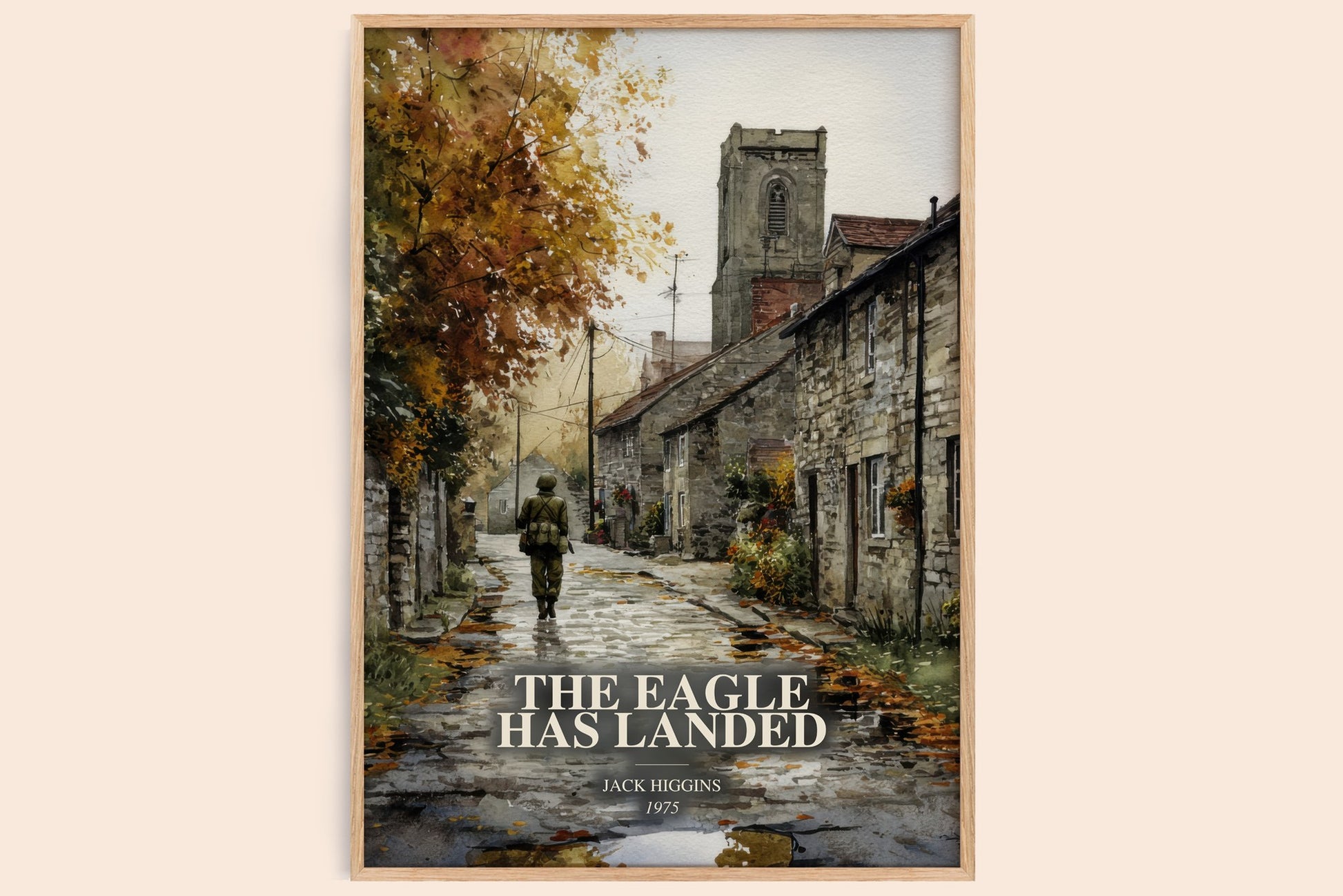 The Eagle Has Landed watercolour book poster by Jack Higgins – framed literary art print