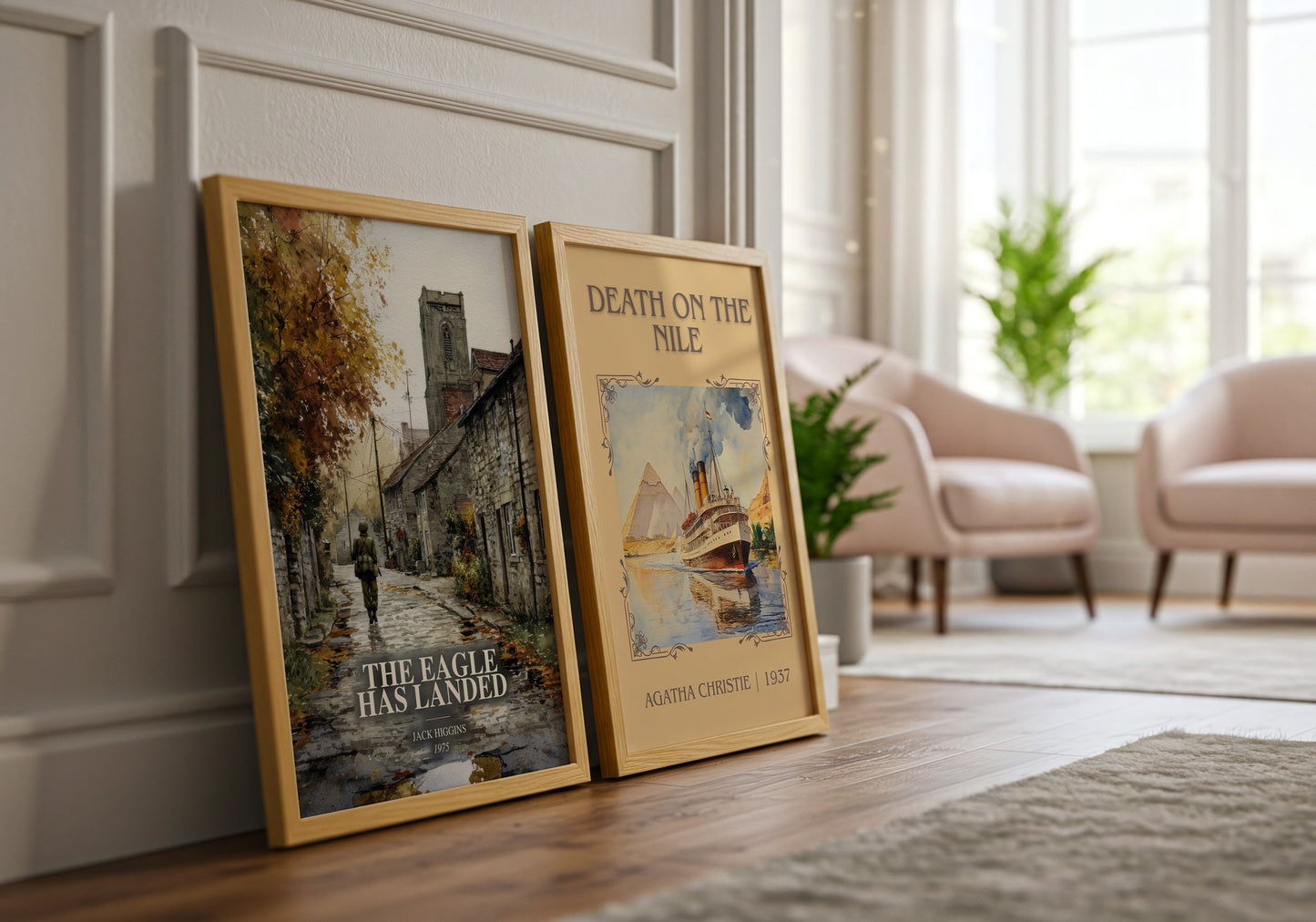 The Eagle Has Landed watercolour print framed by window – literary home decor