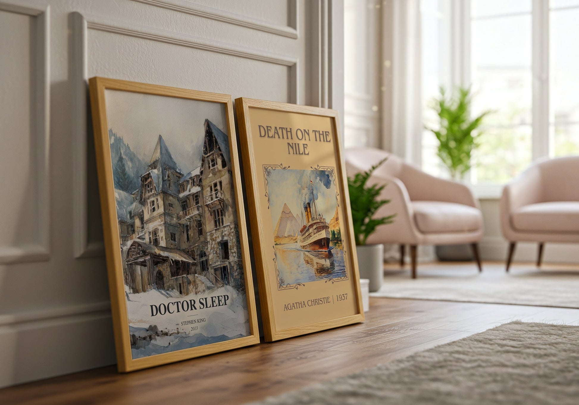 Doctor Sleep watercolour print framed by window – literary home decor