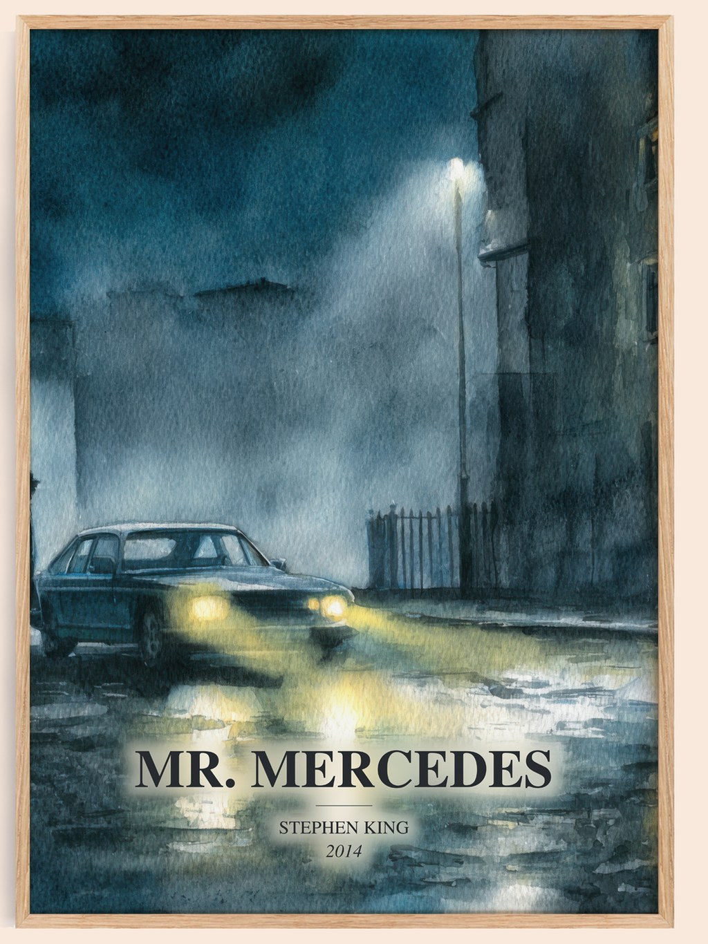 Mr. Mercedes watercolour book poster by Stephen King – framed literary art print