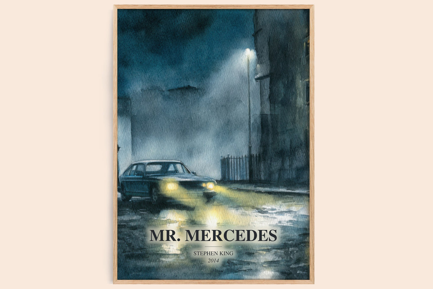 Mr. Mercedes watercolour book poster by Stephen King – framed literary art print