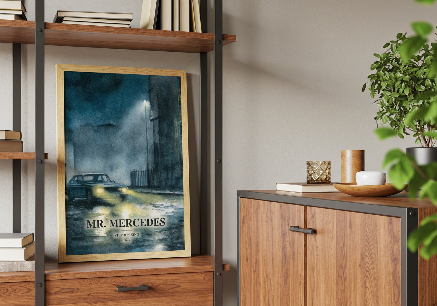 Mr. Mercedes book watercolour illustration paper finish options – matte satin gloss