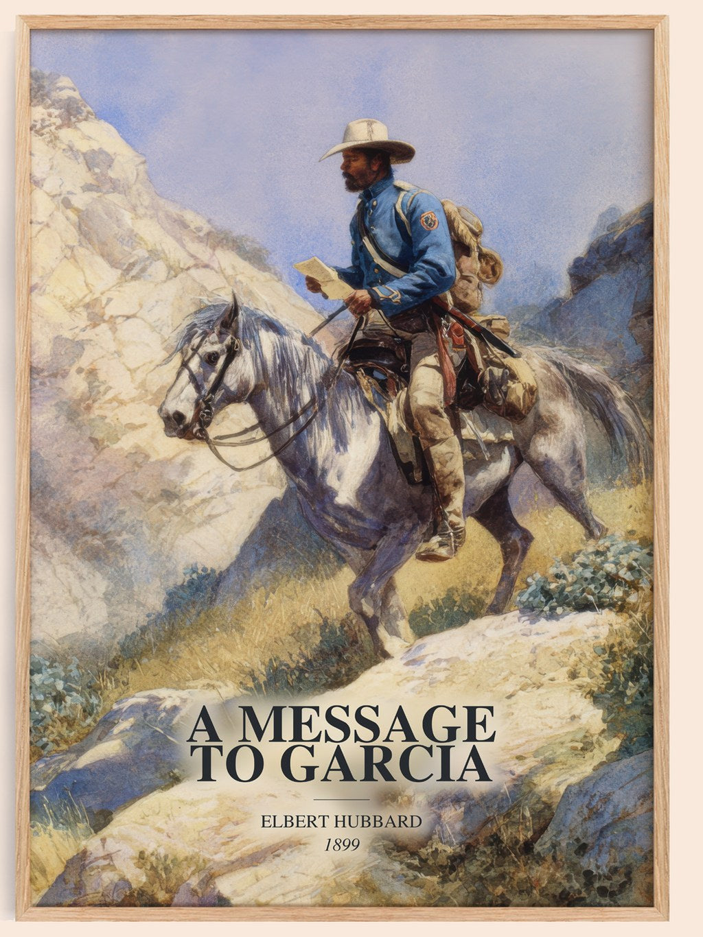 A Message To Garcia watercolour book poster by Elbert Hubbard – framed literary art print
