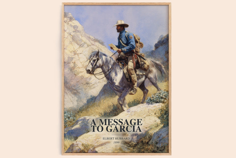 A Message To Garcia watercolour book poster by Elbert Hubbard – framed literary art print