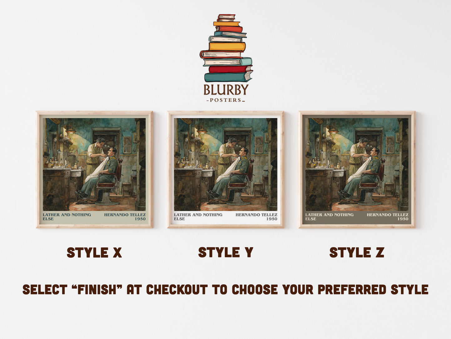 Lather And Nothing Else literary art print colour and style options – Hernando Tellez book art