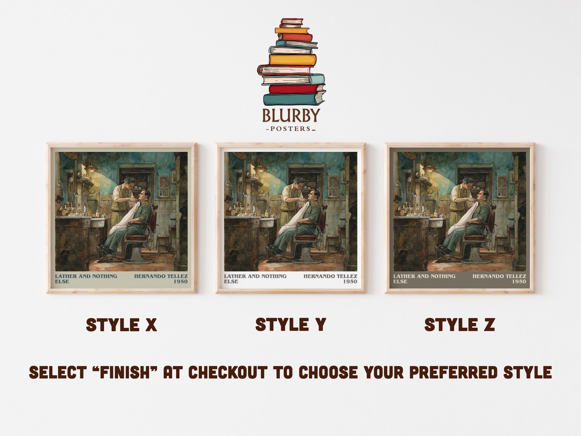 Lather And Nothing Else literary art print colour and style options – Hernando Tellez book art