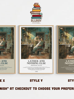 Lather And Nothing Else Bookish Wall Art by Hernando Tellez – Style X, Y and Z side by side – choose your finish