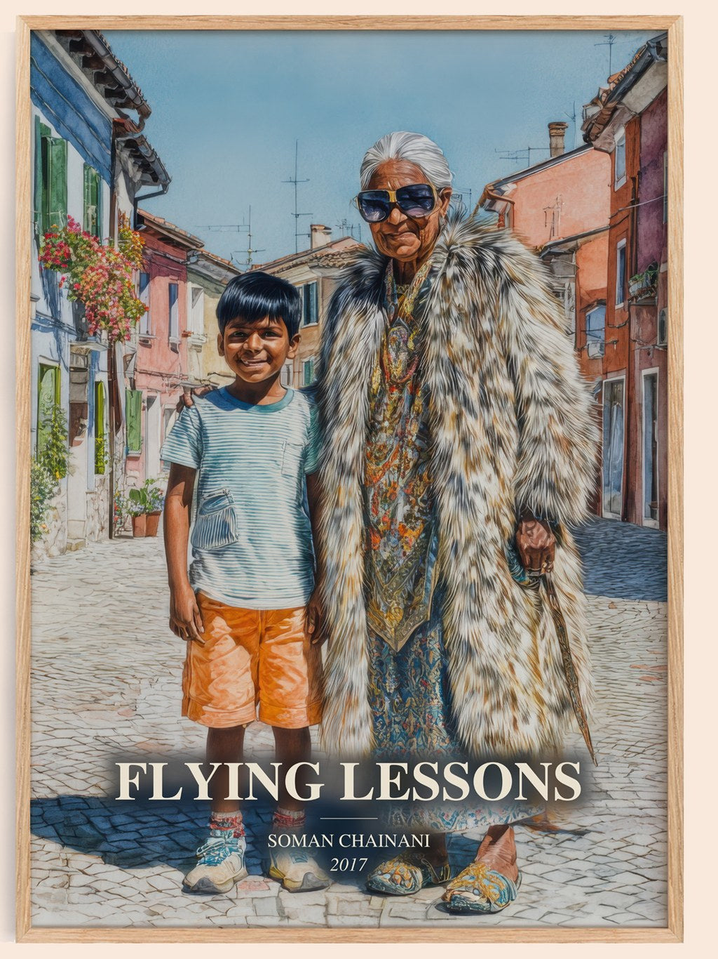 Flying Lessons watercolour book poster by Soman Chainani – framed literary art print