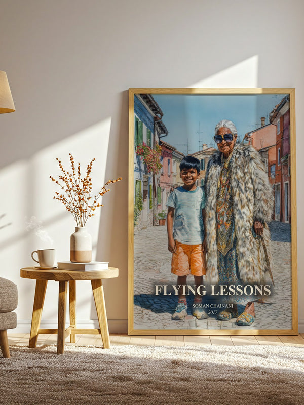 Flying Lessons watercolour print in frame leaning in hallway – young adult wall art