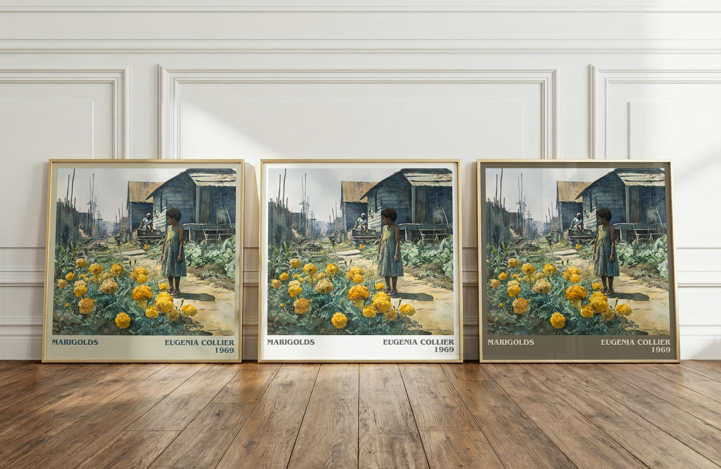 Marigolds literary print framed by window – literary home decor