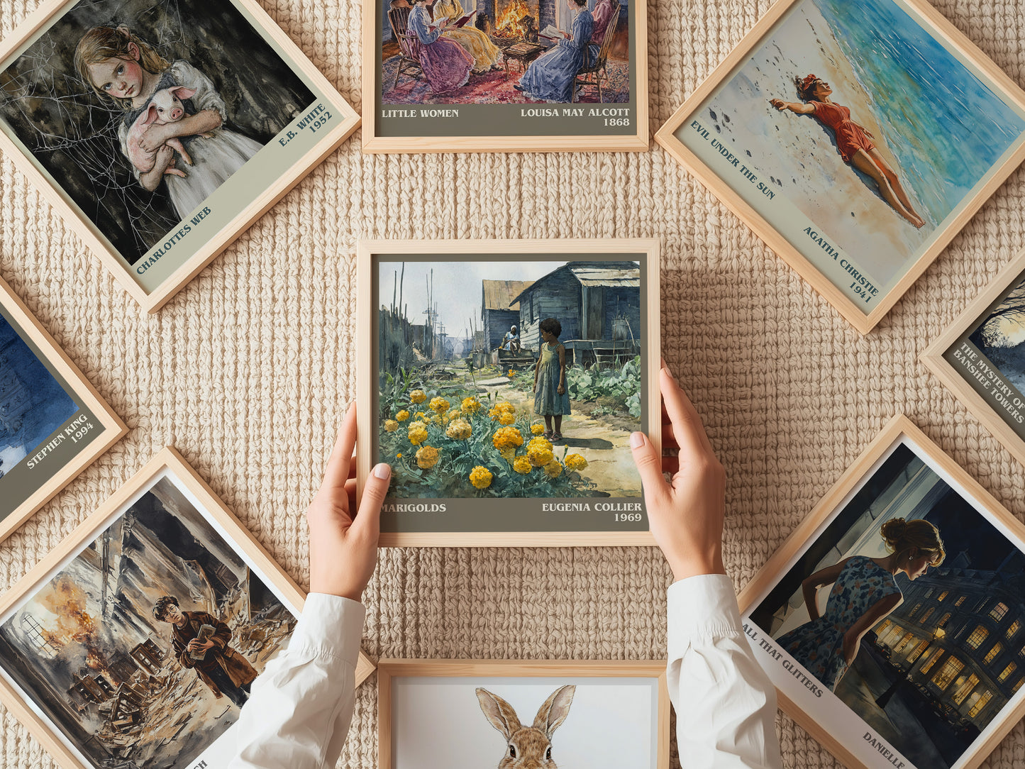 Marigolds literary print on bookshelf – Eugenia Collier fan gift