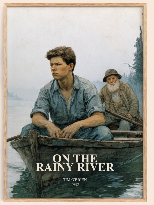 On The Rainy River watercolour book poster by Tim O'Brien – framed literary art print