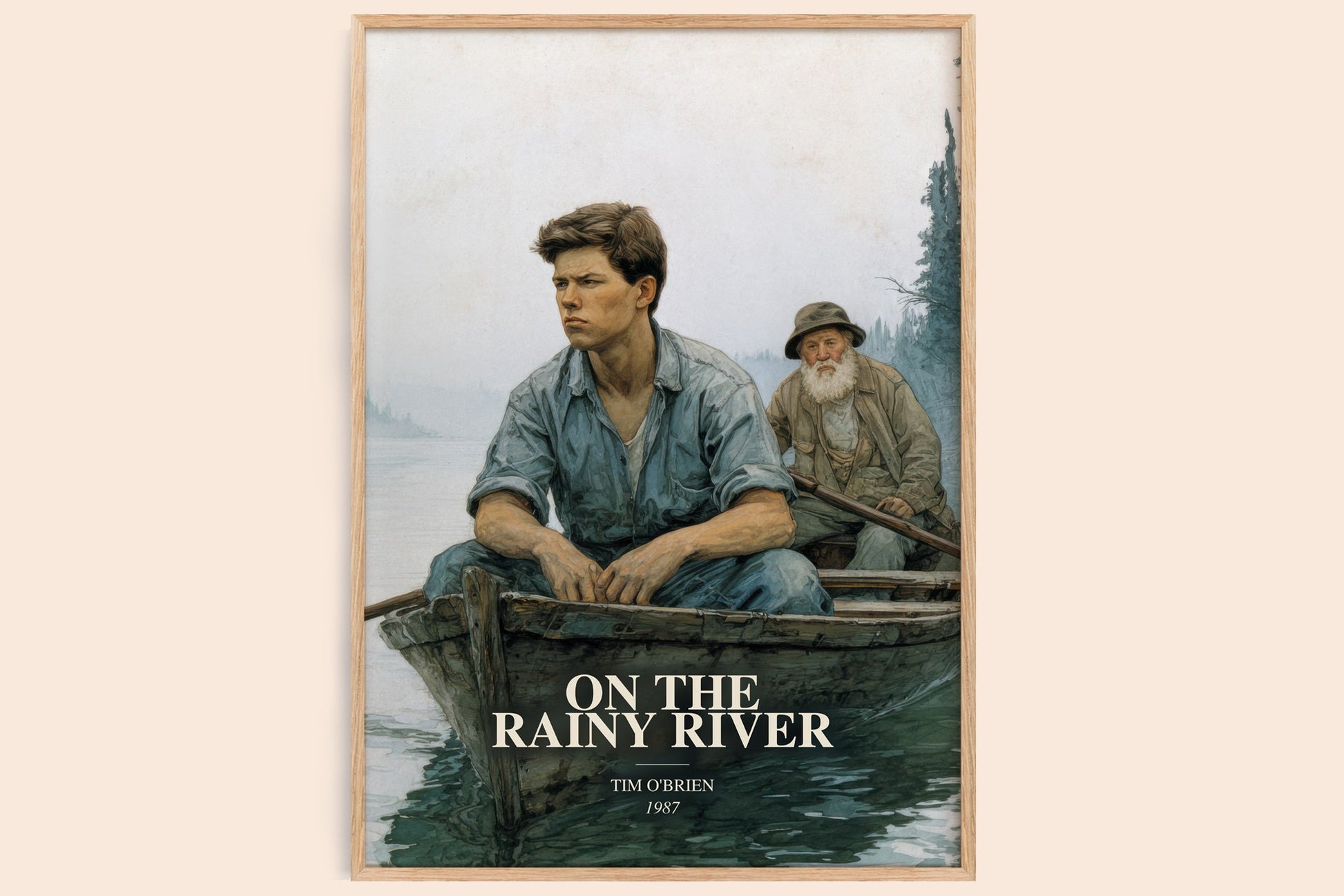 On The Rainy River watercolour book poster by Tim O'Brien – framed literary art print