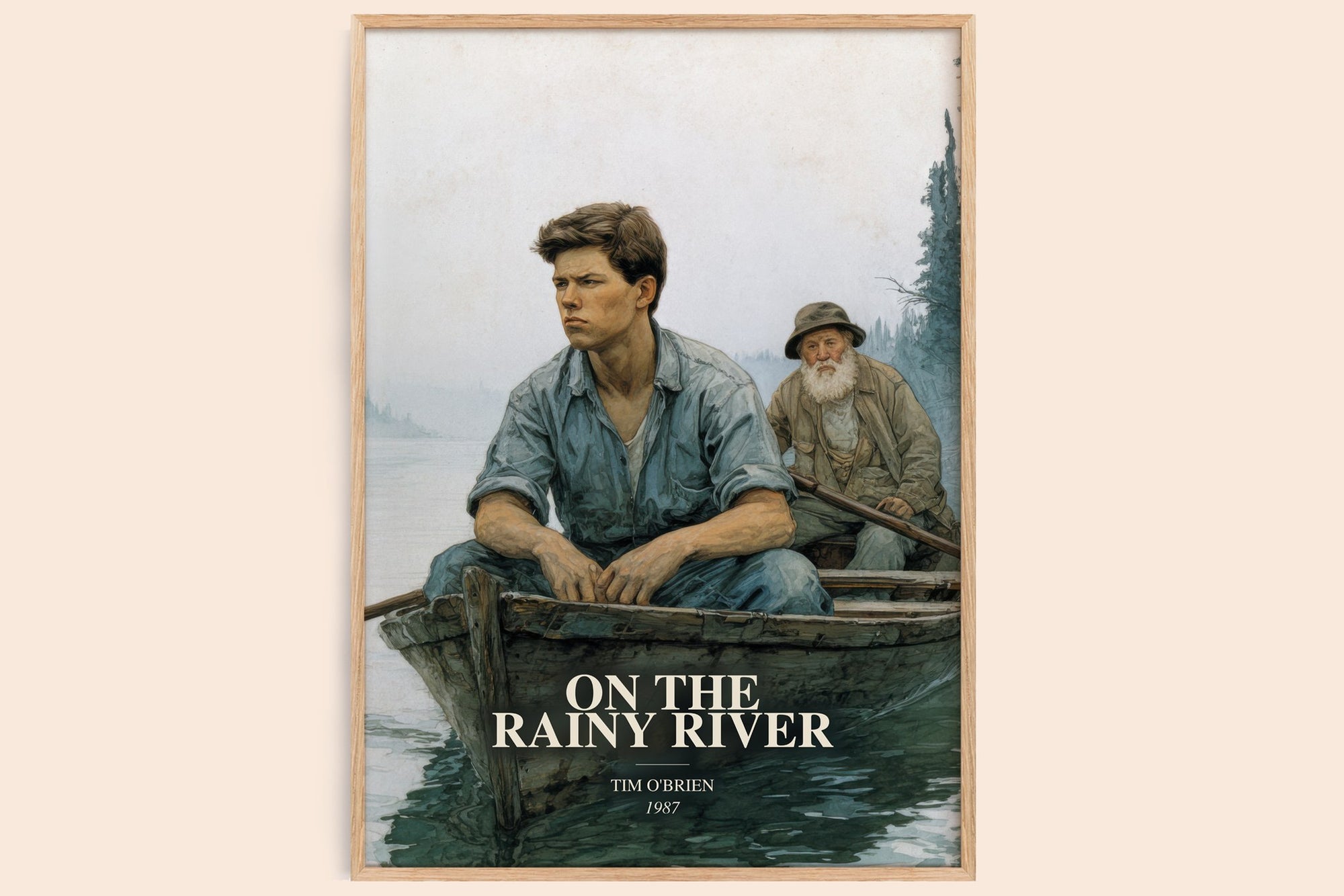 On The Rainy River watercolour book poster by Tim O'Brien – framed literary art print