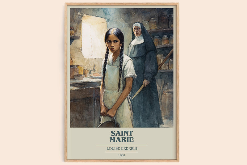 Saint Marie Book Cover Poster by Louise Erdrich (Modern Minimalist style)