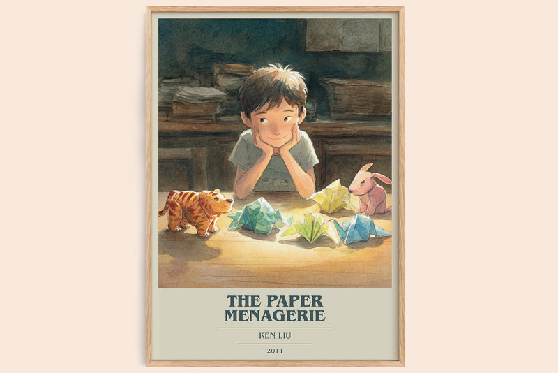 The Paper Menagerie Book Cover Poster by Ken Liu (Modern Minimalist style)