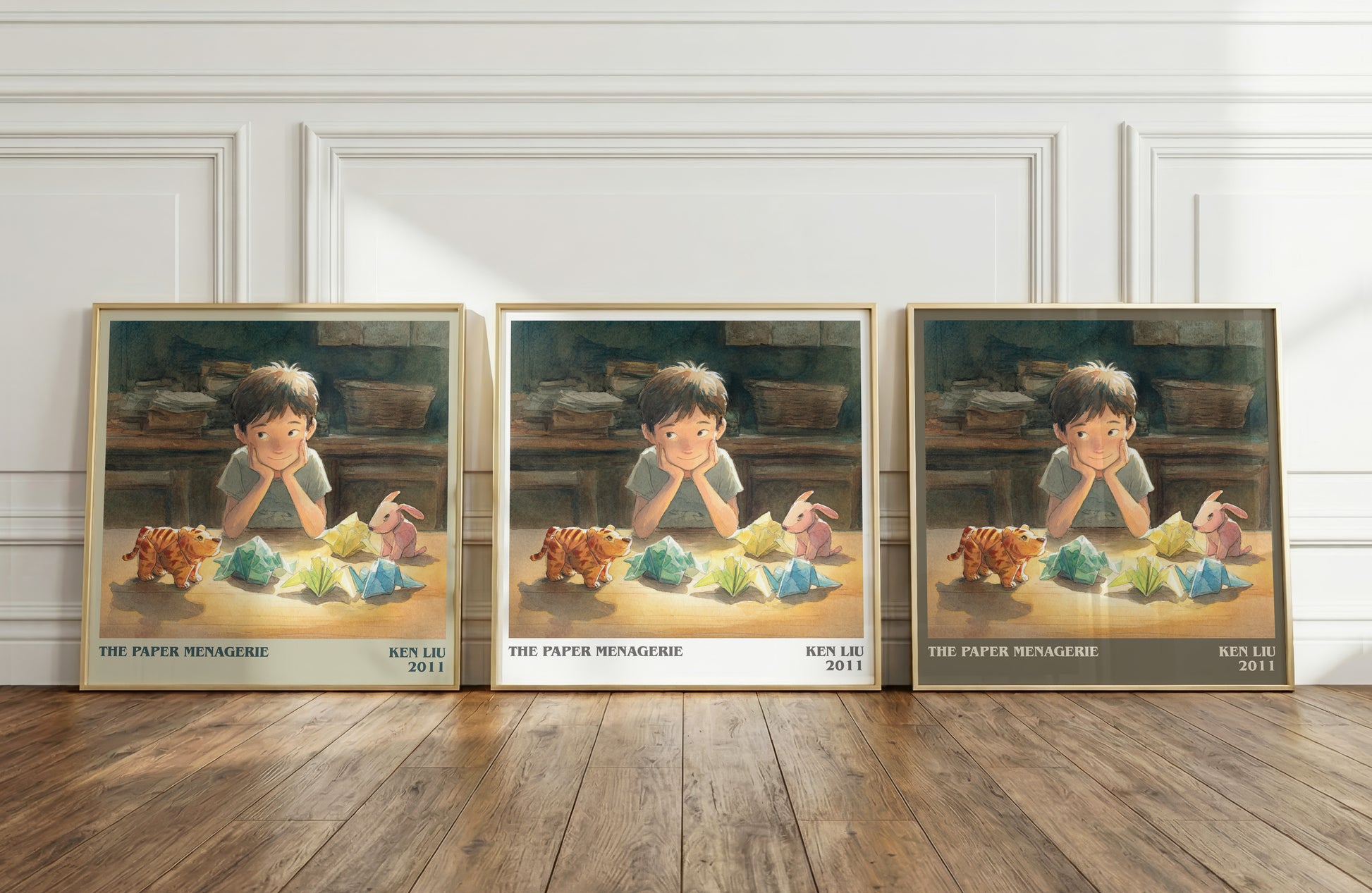 The Paper Menagerie literary print framed by window – literary home decor