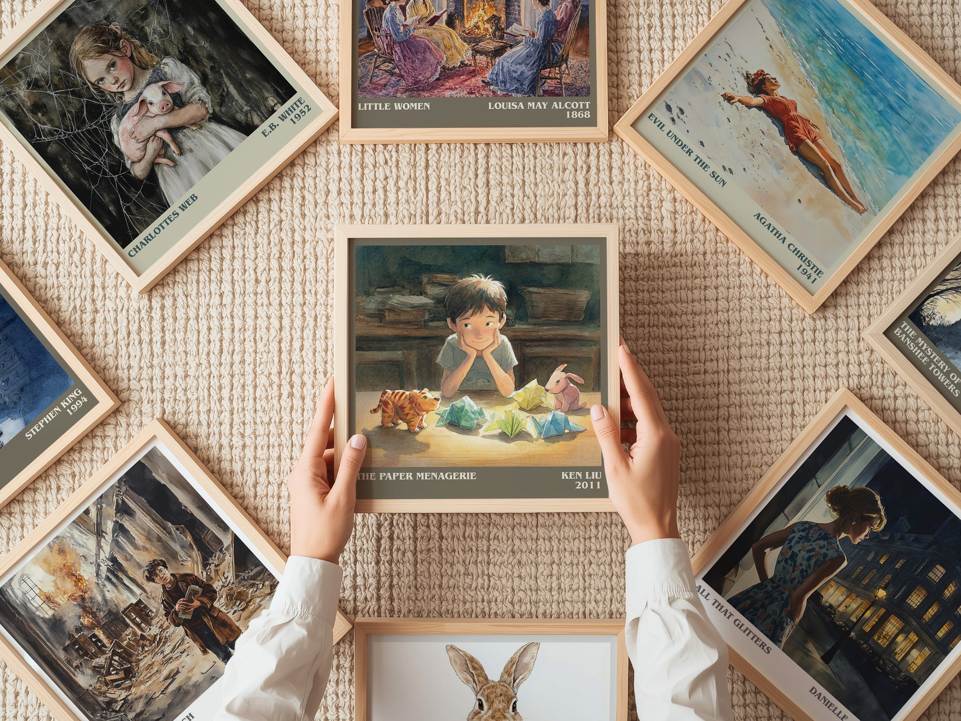 The Paper Menagerie literary print on bookshelf – Ken Liu fan gift