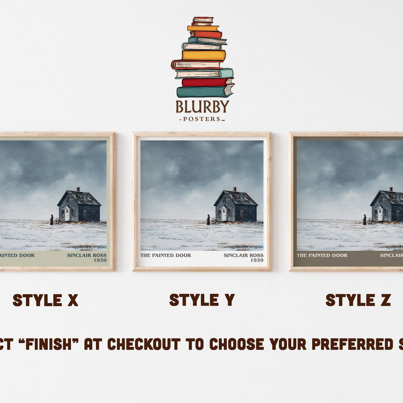 The Painted Door literary print in frame leaning in hallway – literary fiction wall art