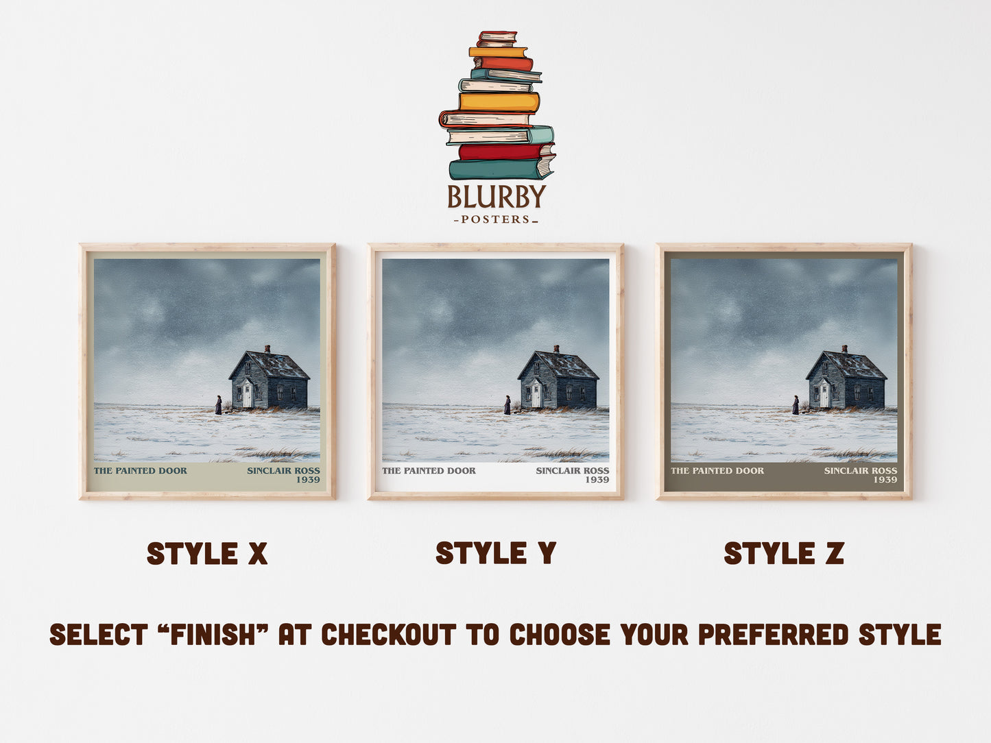 The Painted Door literary print in frame leaning in hallway – literary fiction wall art