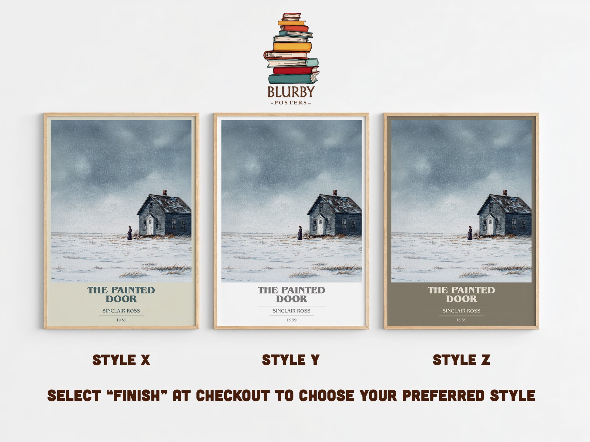 The Painted Door book cover print in frame leaning in hallway – literary fiction wall art
