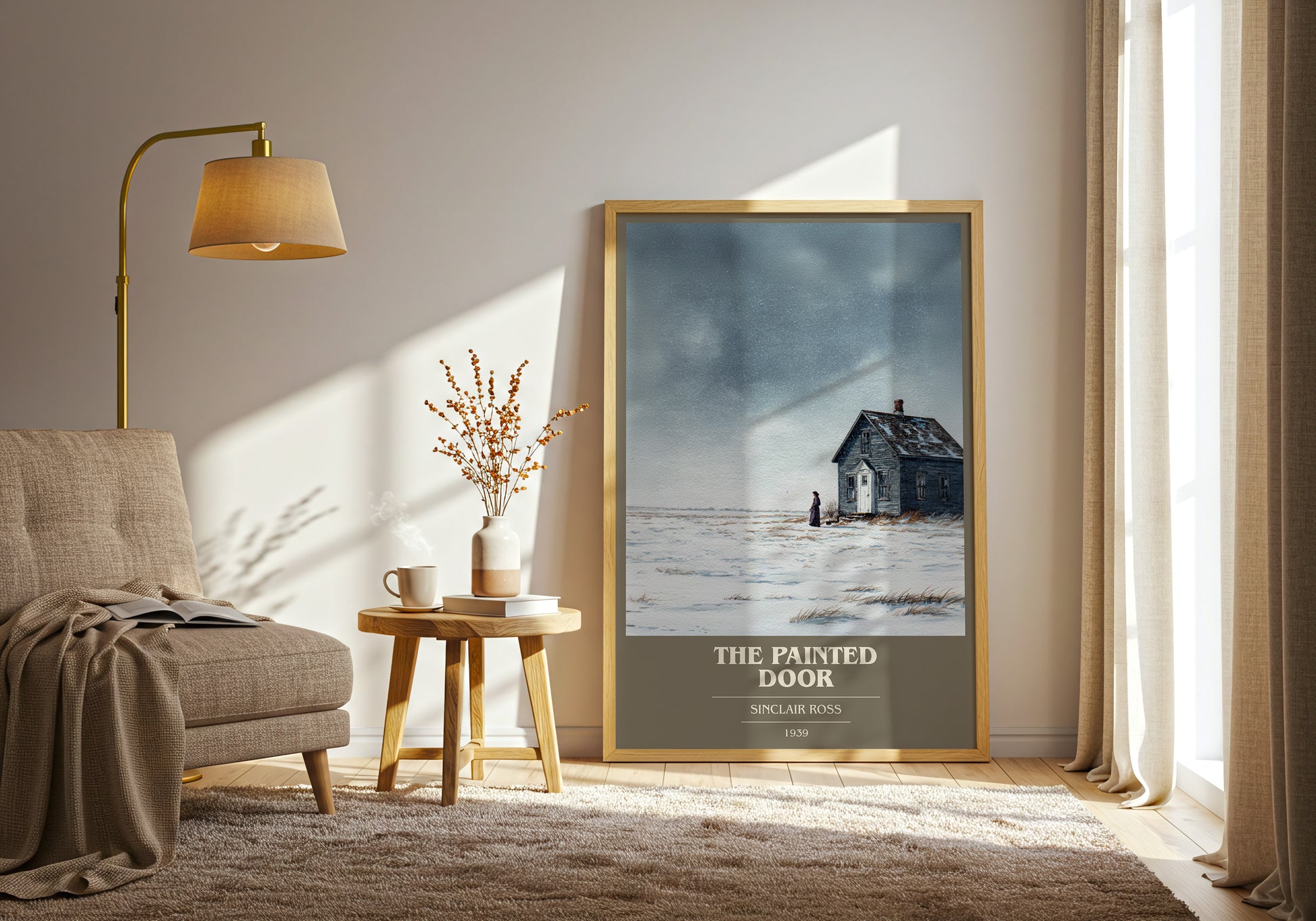 The Painted Door book cover print framed by window – literary home decor